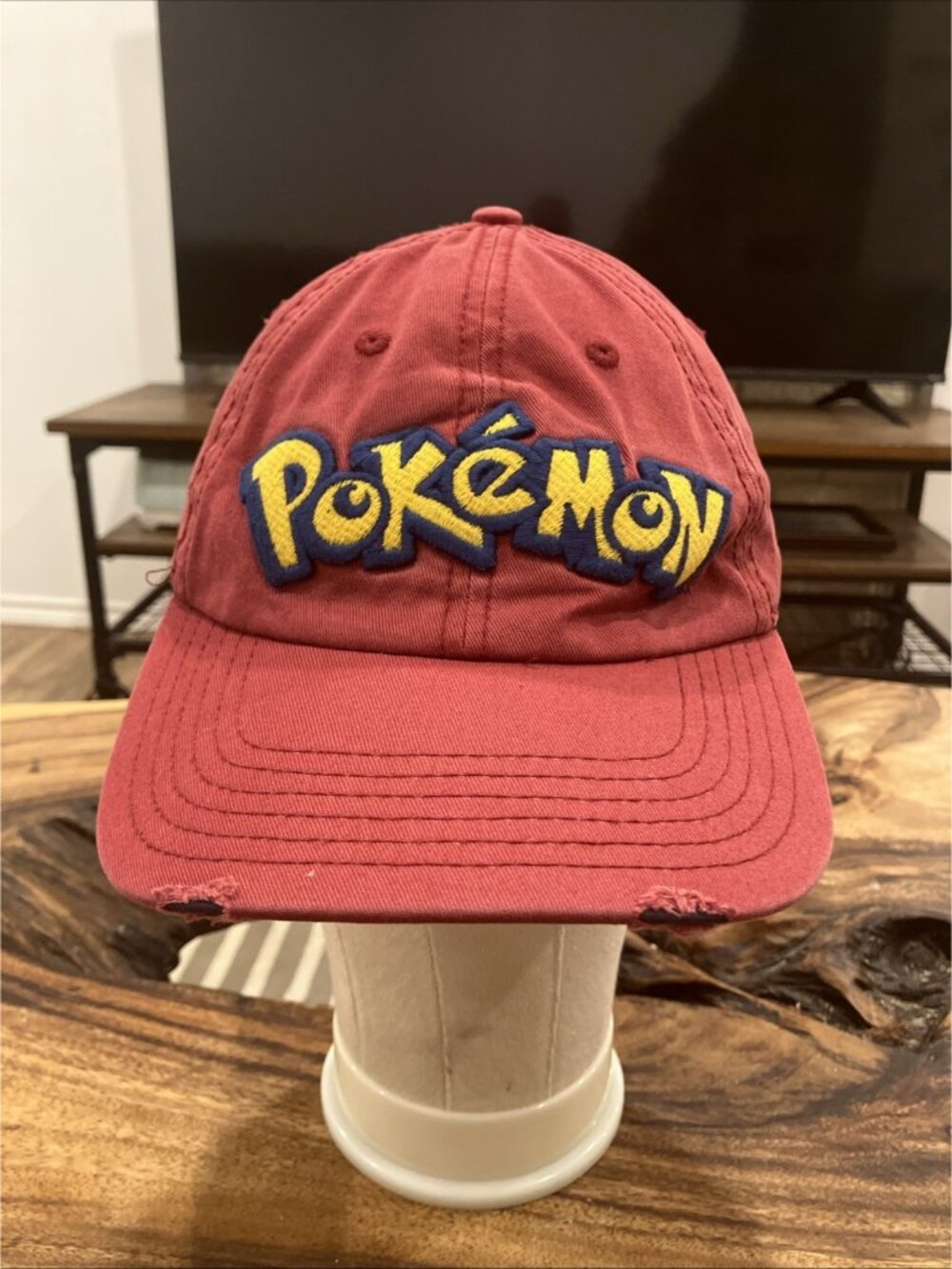 Pokémon Red Adjustable Hat Baseball Cap W/Distressed Bill